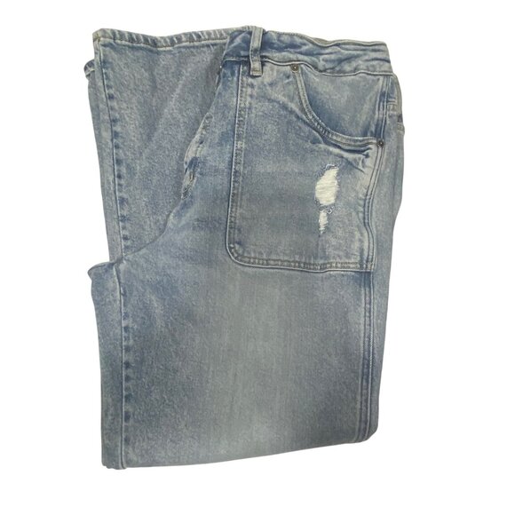 KanCan Estilo Jeans Womens Size 18 Light Wash Distressed Denim Straight Leg - Picture 7 of 14